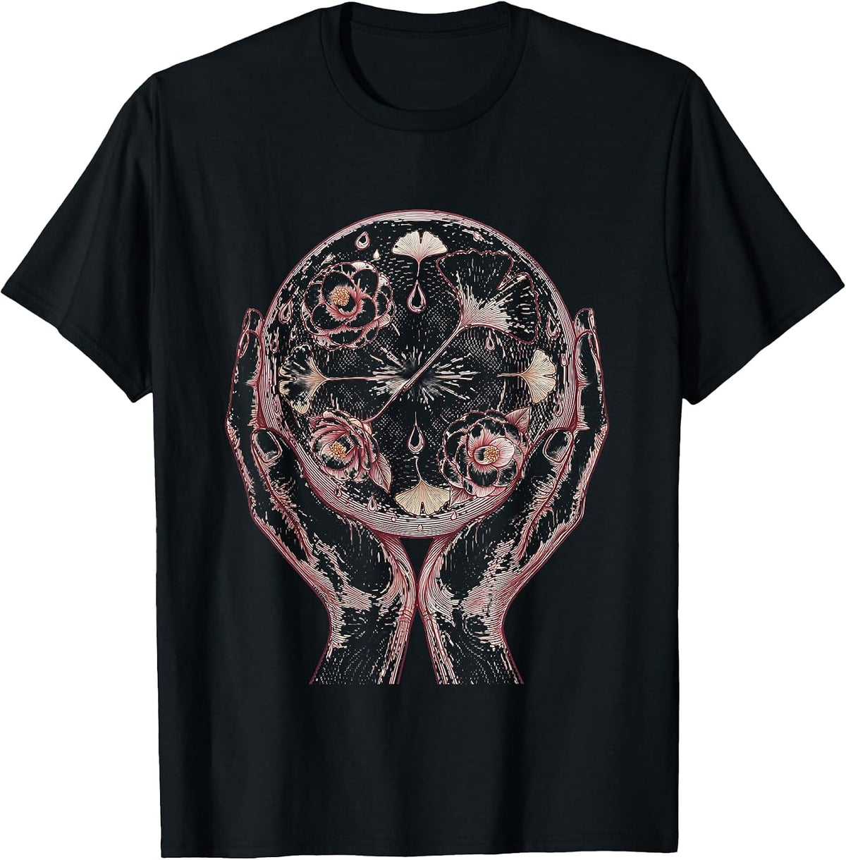 Men's K-Beauty Glow Orb Skincare Illustration T-Shirt - Black