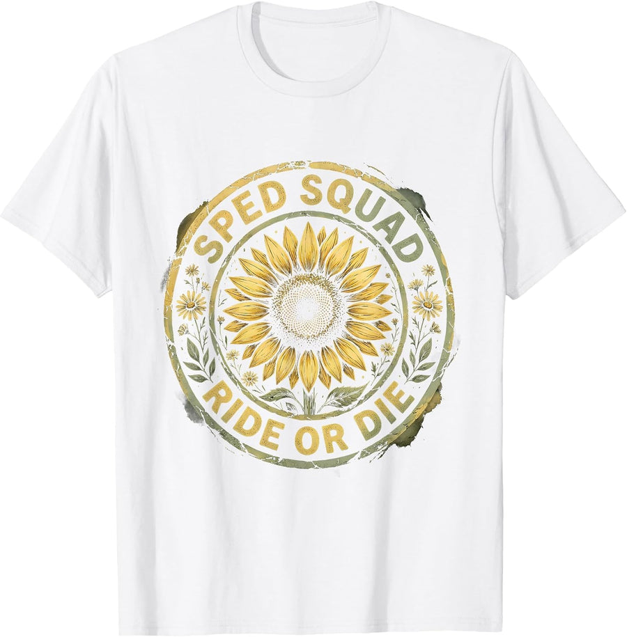Men's Sped Squad Ride Or Die Special Ed Teacher T-Shirt - White