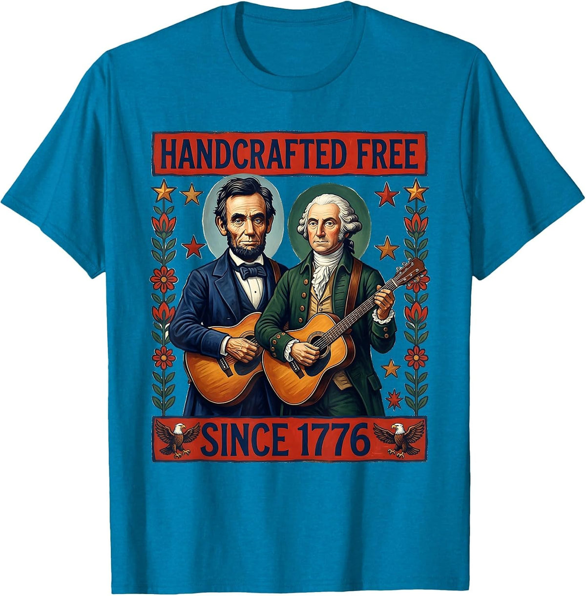 Handcrafted Free Since 1776 Patriotic Design T-Shirt - Sapphire Blue