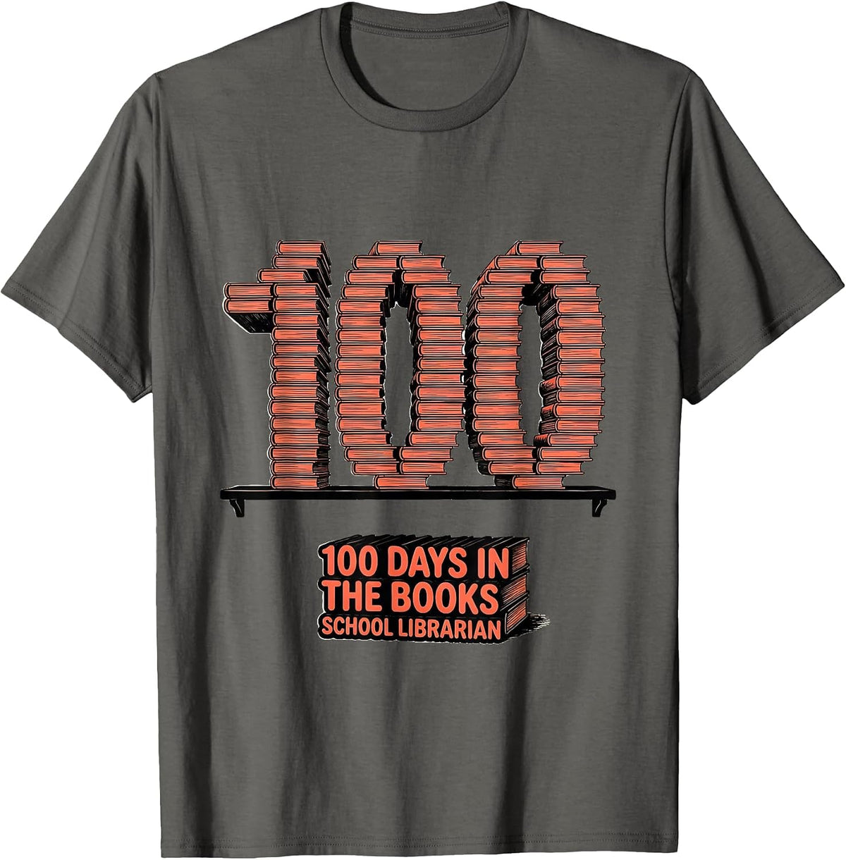 Men's 100 Days In The Books School Librarian T-Shirt - Asphalt Grey