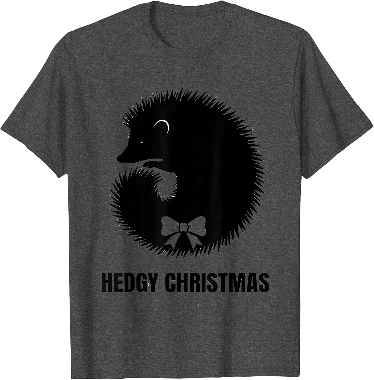 Hedgy Christmas Cute Hedgehog Lover Whimsical Humor Gift T-Shirt - Dark Heather Grey