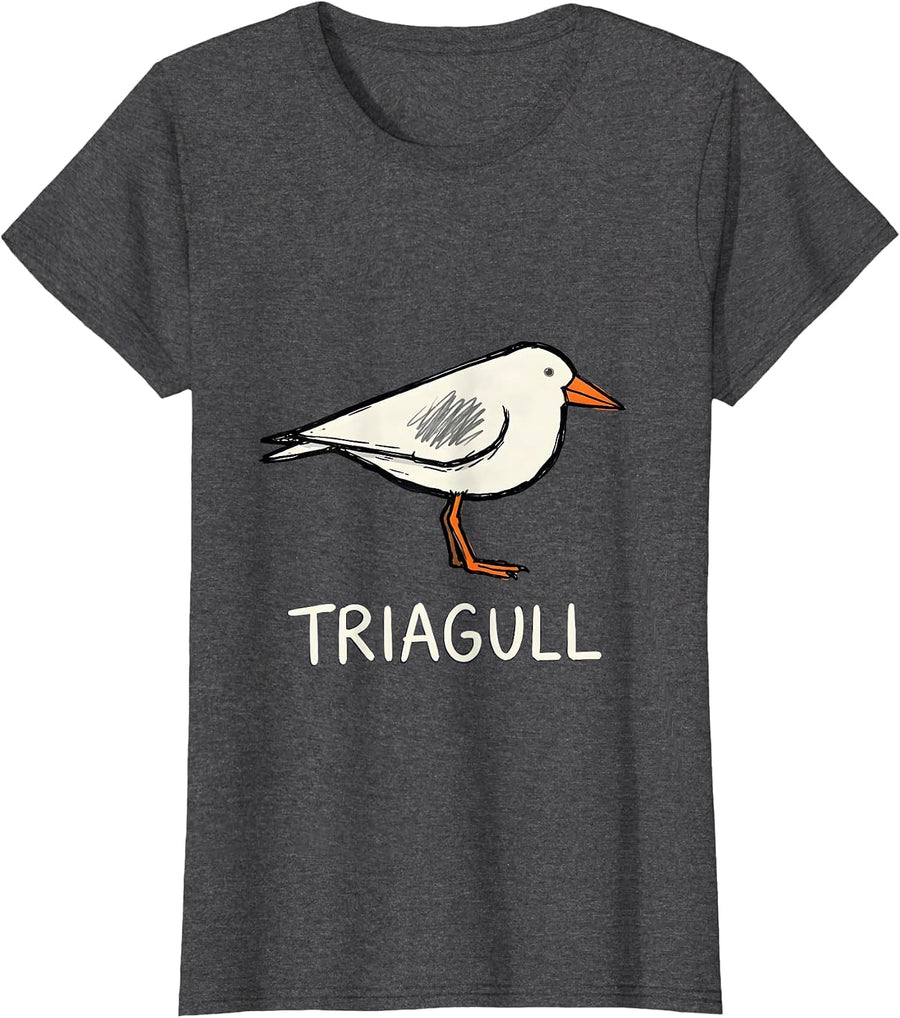 Women's Triagull Triangle Seagull Bird Pun Funny Math Teacher Humor T-Shirt - Dark Heather Grey