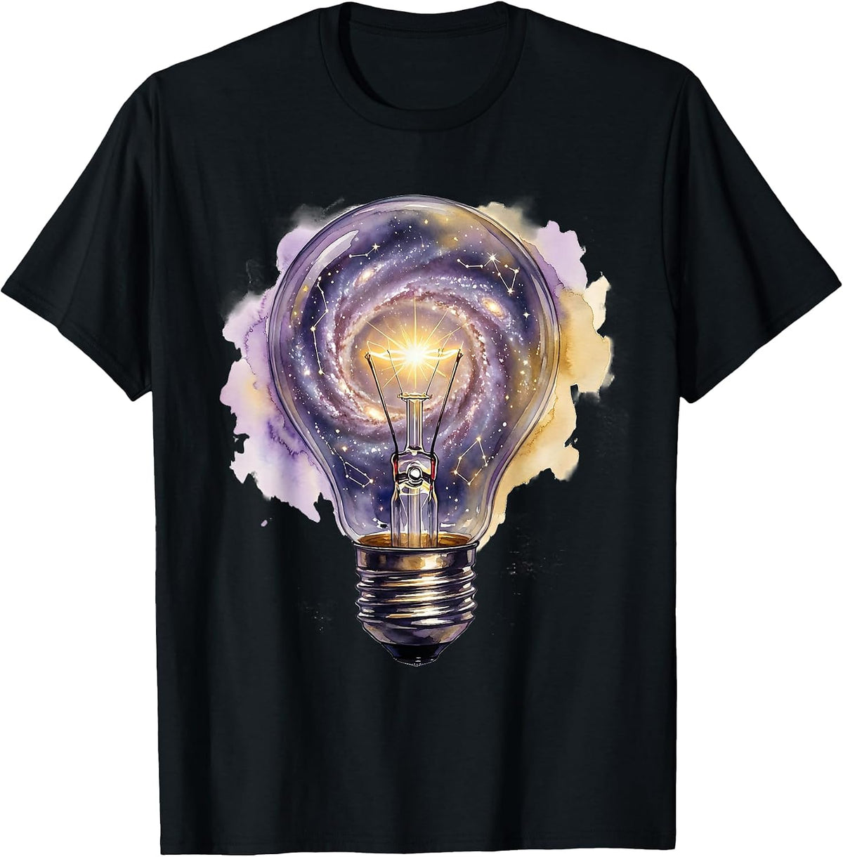 Men's Neurodiversity Lightbulb Constellation Illustration T-Shirt - Black