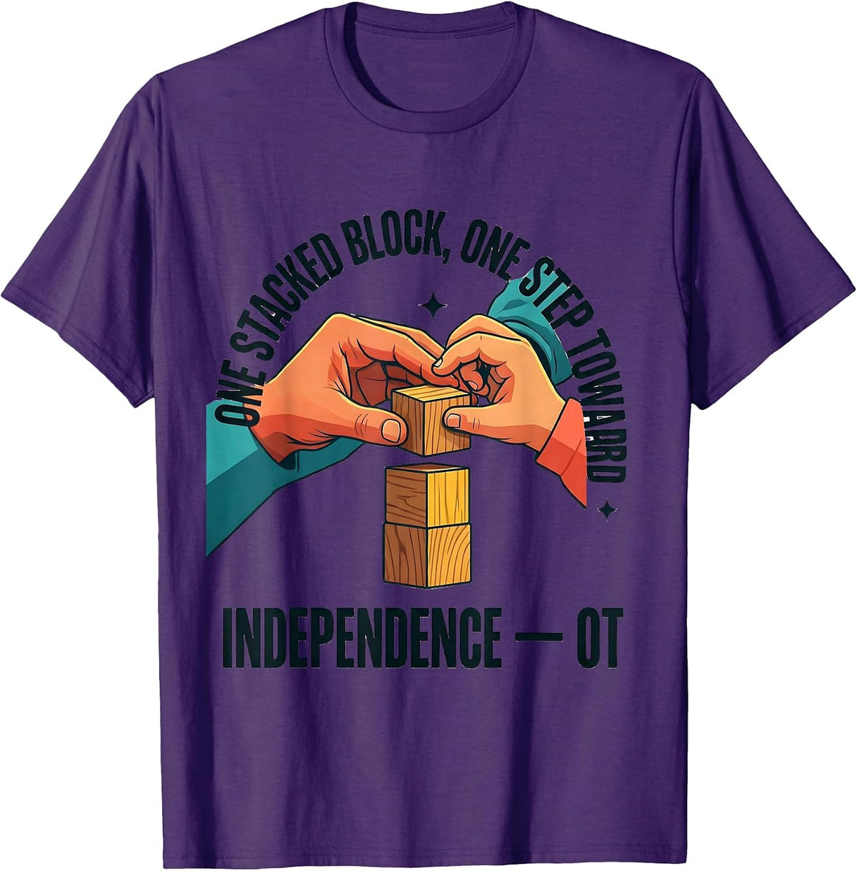 Men's One Stacked Block, One Step Toward Independence — OT T-Shirt - Purple