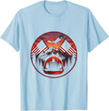 Men's Hard Hat Crossed American Flags Patriotic Design T-Shirt - Baby Blue