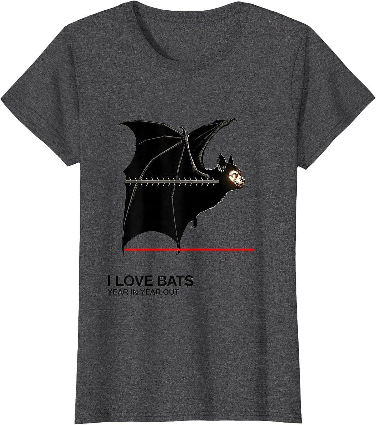 Women's I Love Bats Year In Year Out Vintage Bat Lover Halloween T-Shirt - Dark Heather Grey