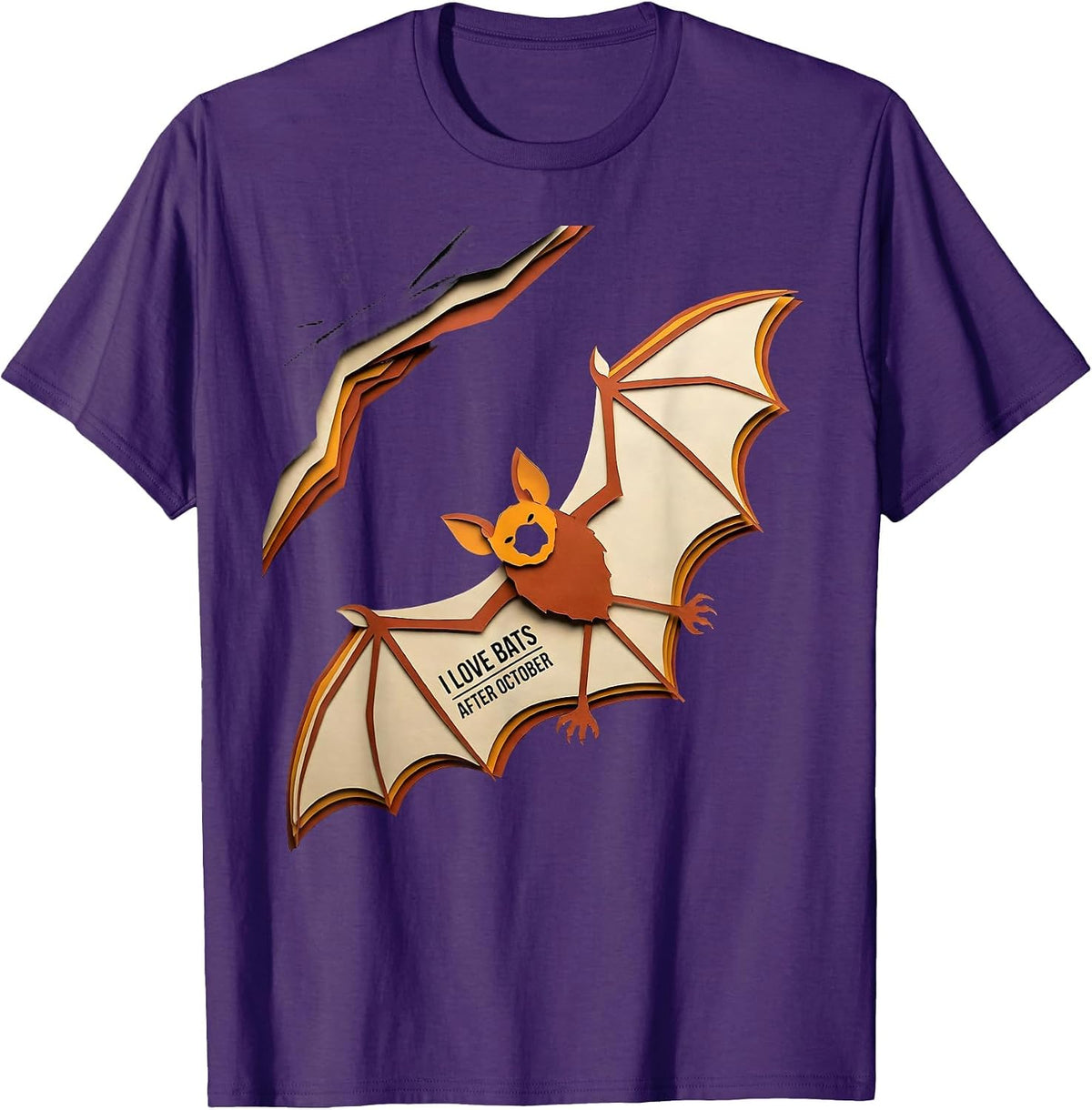 I Love Bats After October Vintage Bat Lover Halloween Humor T-Shirt - Purple