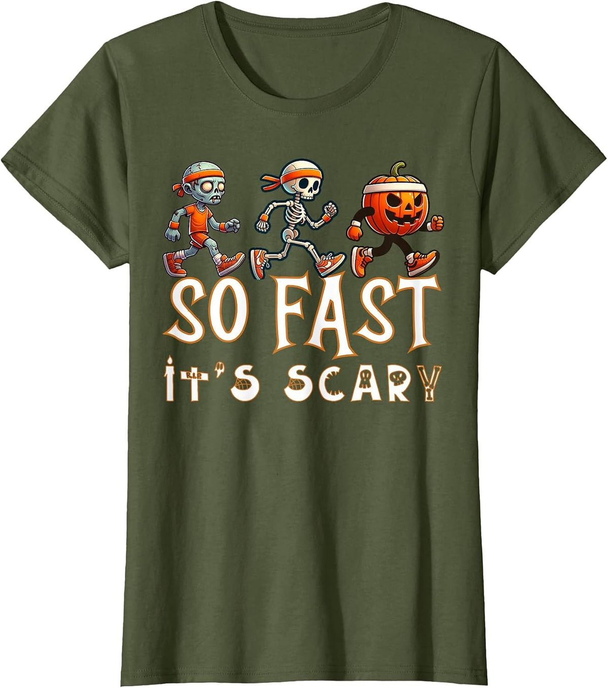 Funny Halloween Running 5k Runner Family Half Marathon 13.1 T-Shirt - Olive Green