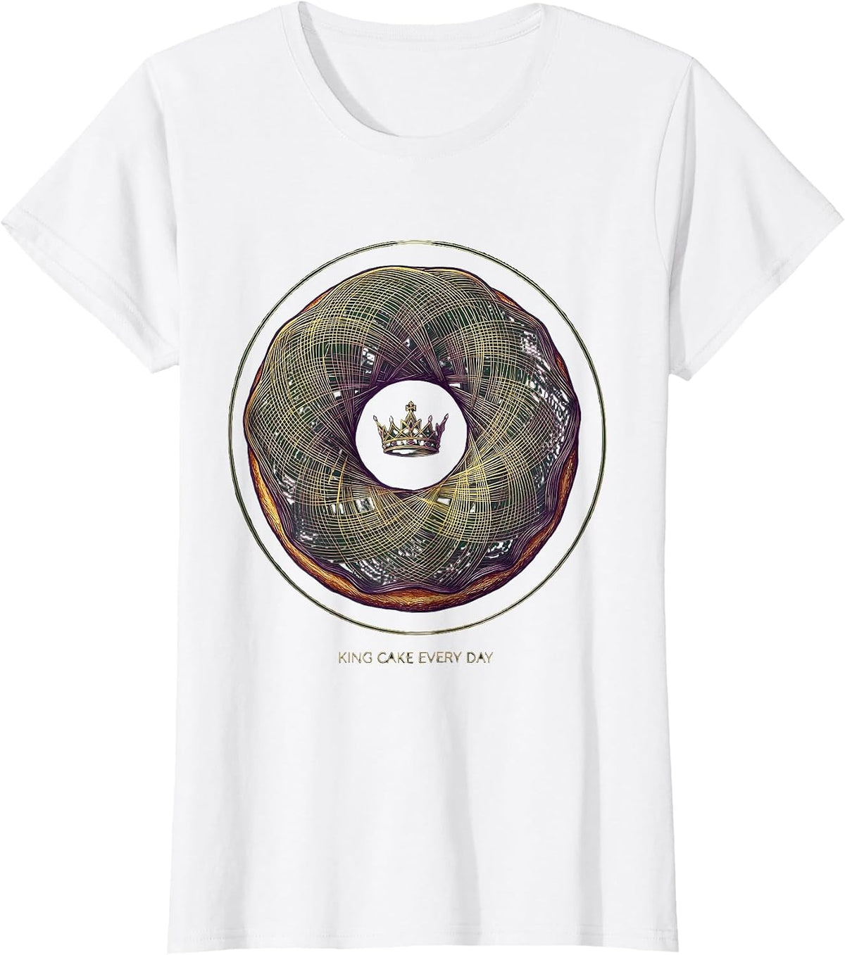 Women's King Cake Every Day Mardi Gras Celebration Design T-Shirt - White