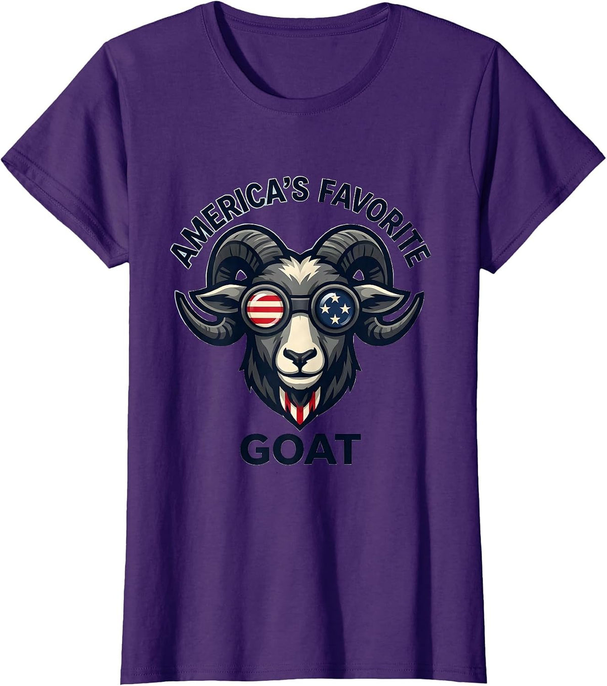 Women's America's Favorite GOAT Funny Goat Mascot Patriotic Humor T-Shirt - Purple