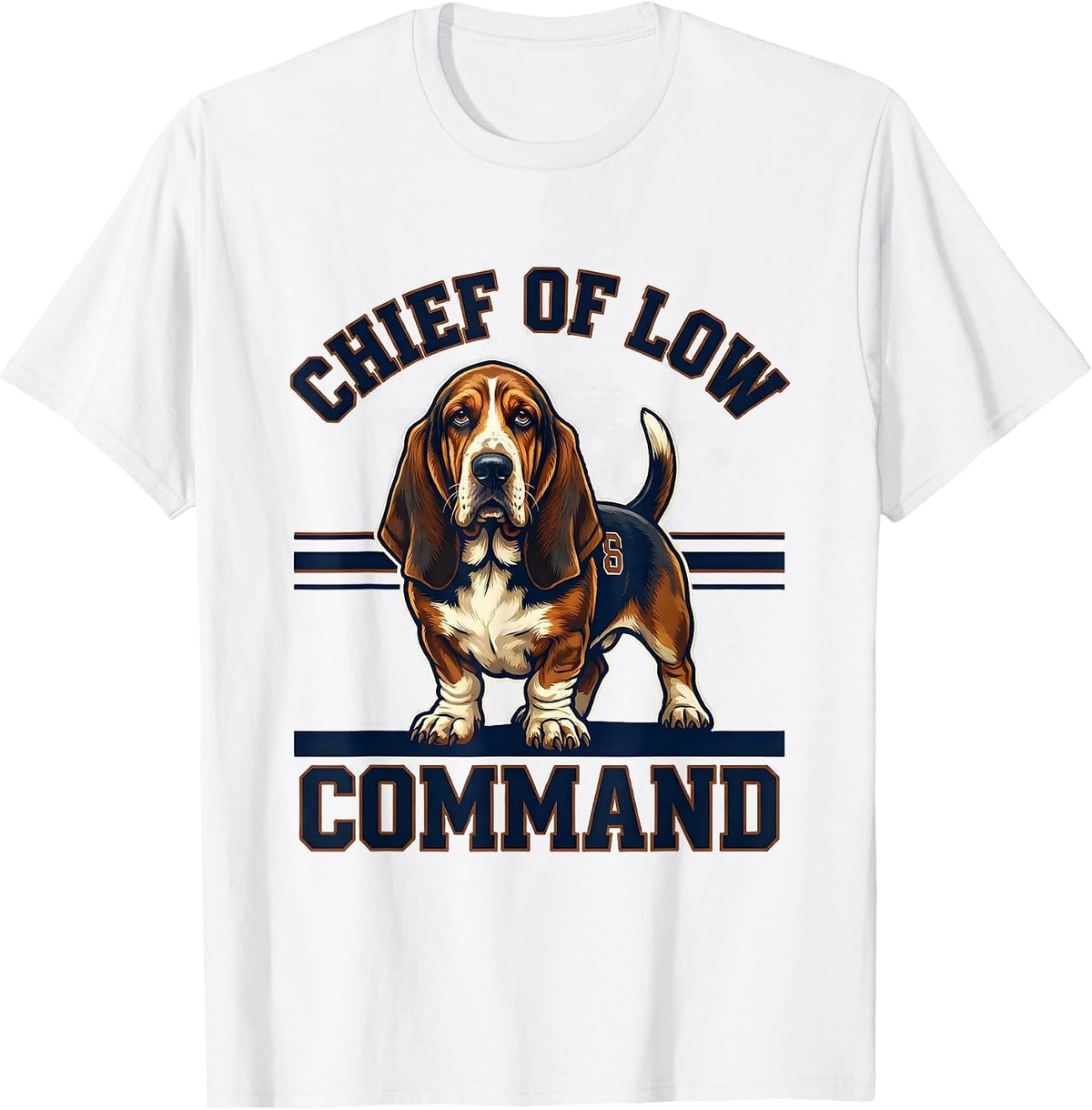 Men's Chief Of Low Command Funny Basset Hound Dog Lover Gift T-Shirt - White