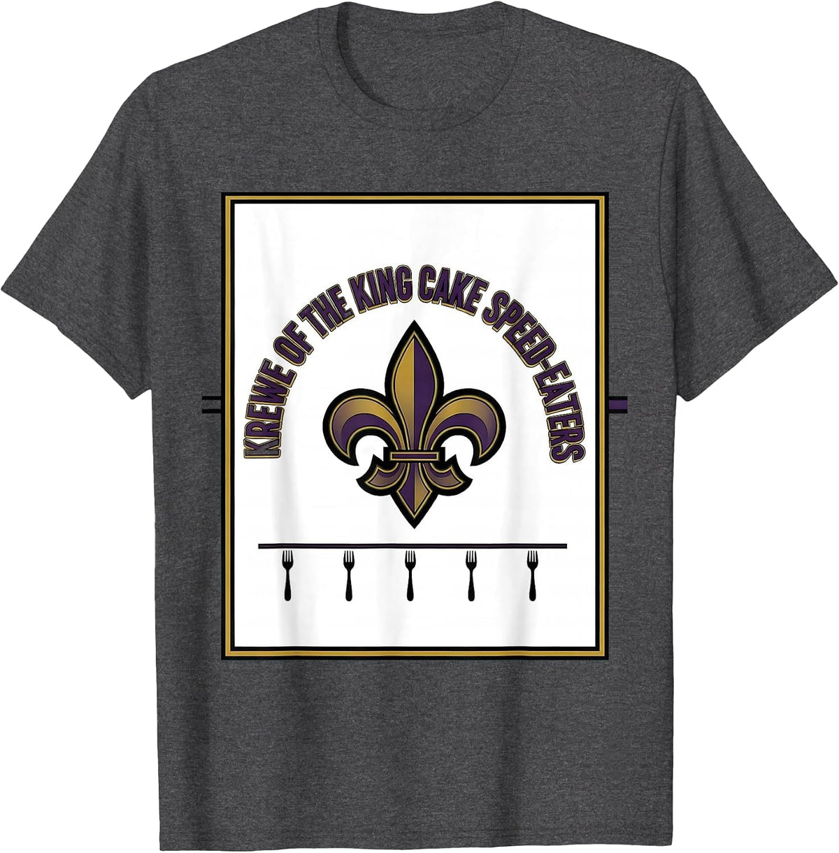 Men's Krewe Of The King Cake Speed-Eaters Sports Mardi Gras Party T-Shirt - Dark Heather Grey