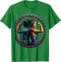 Men's Rosie the Riveter Duo Flexing in Overalls T-Shirt - Kelly Green