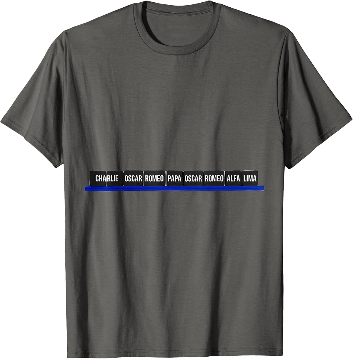 Charlie Oscar Romeo Papa Oscar Romeo Alfa Lima Police T-Shirt - Asphalt Grey