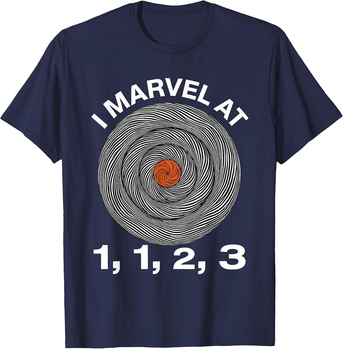 I Marvel At 1, 1, 2, 3 Op Art Moire Math Lover Geometry T-Shirt - Navy Blue