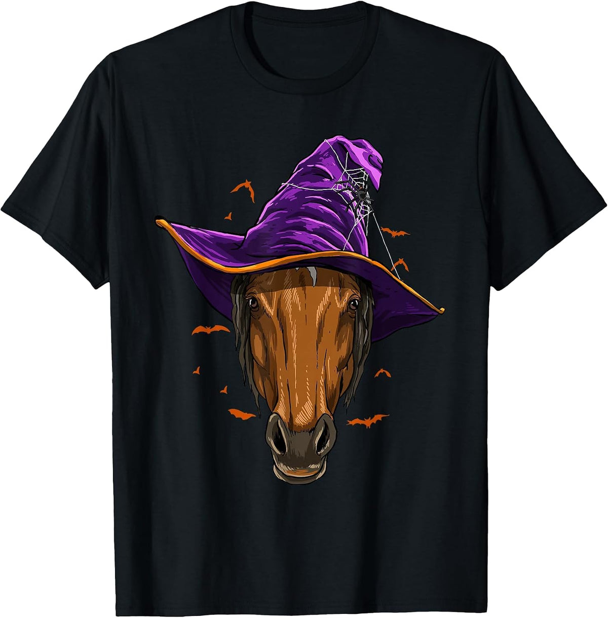 Horse Witch Hat Funny Halloween Horse Lover Whisperer T-Shirt, Men, Black, Small - As Pictured