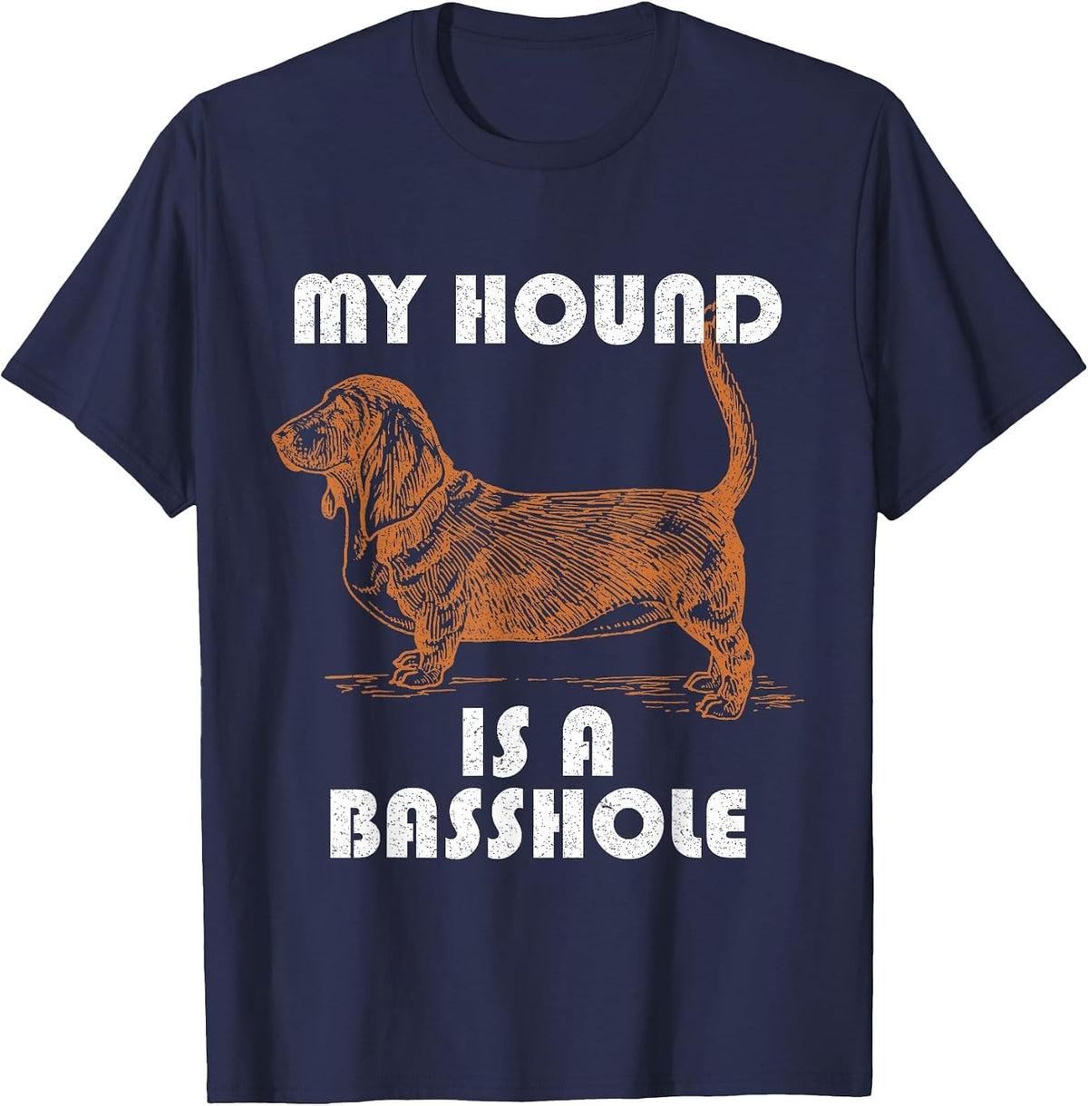 Funny Basset Hound Basshole T-Shirt - Navy Blue