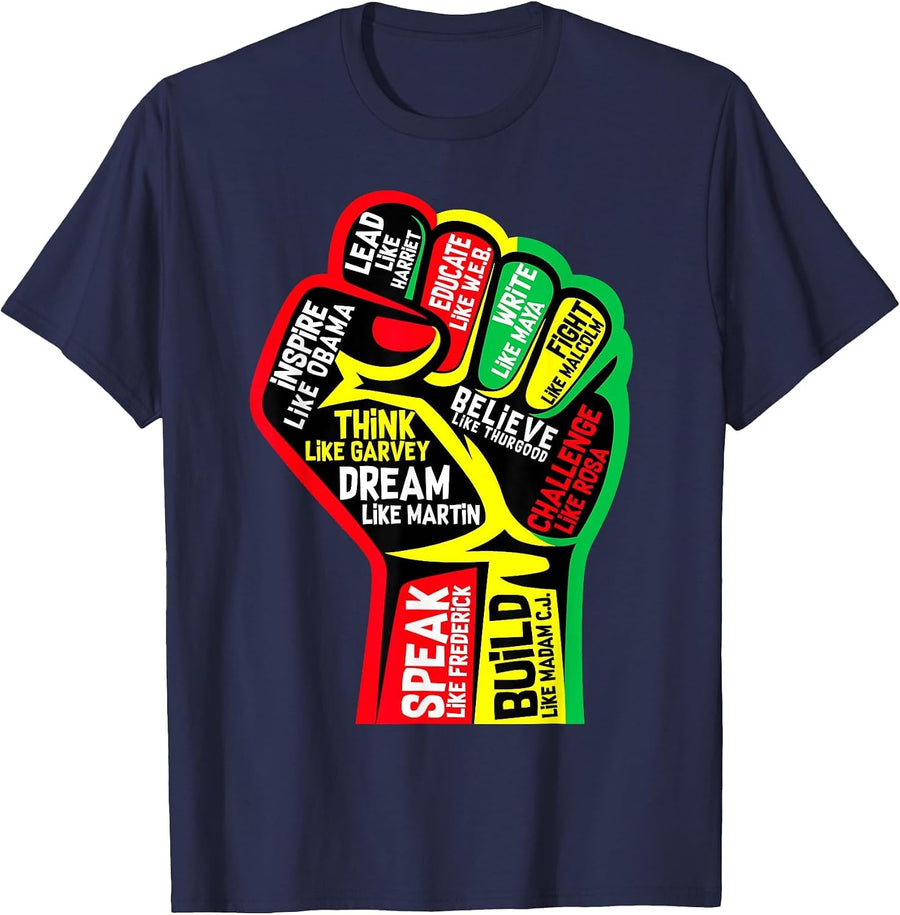 Black History Month Juneteenth 1865 Dream Like Leaders Black T-Shirt - Navy Blue