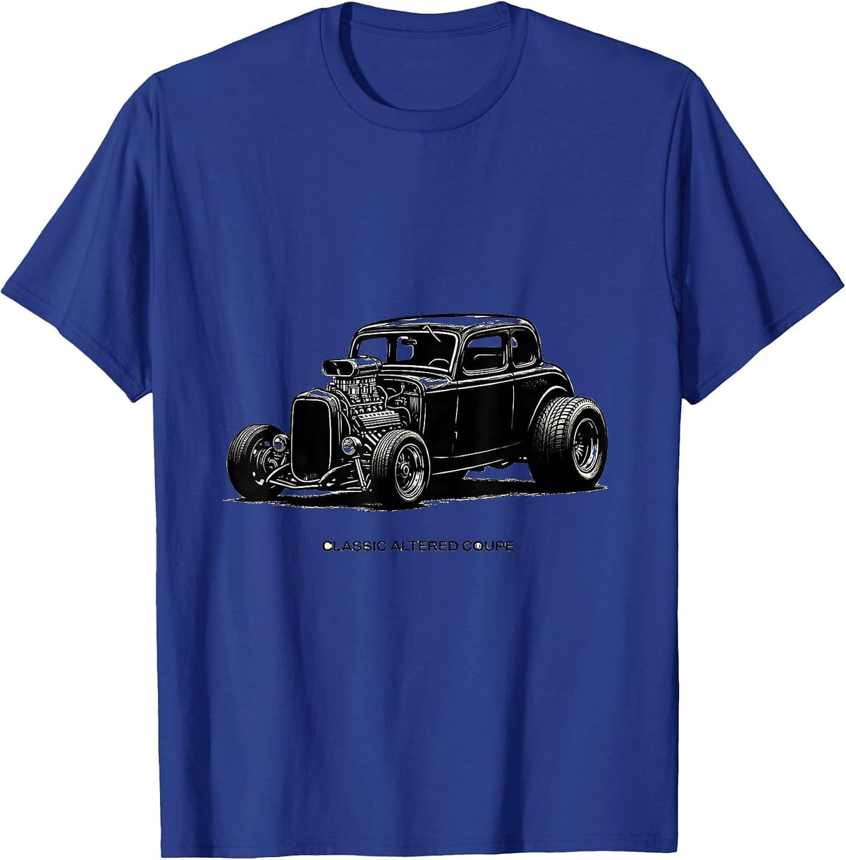 Classic Altered Coupe Vintage Muscle Car Racing Enthusiast T-Shirt - Royal Blue