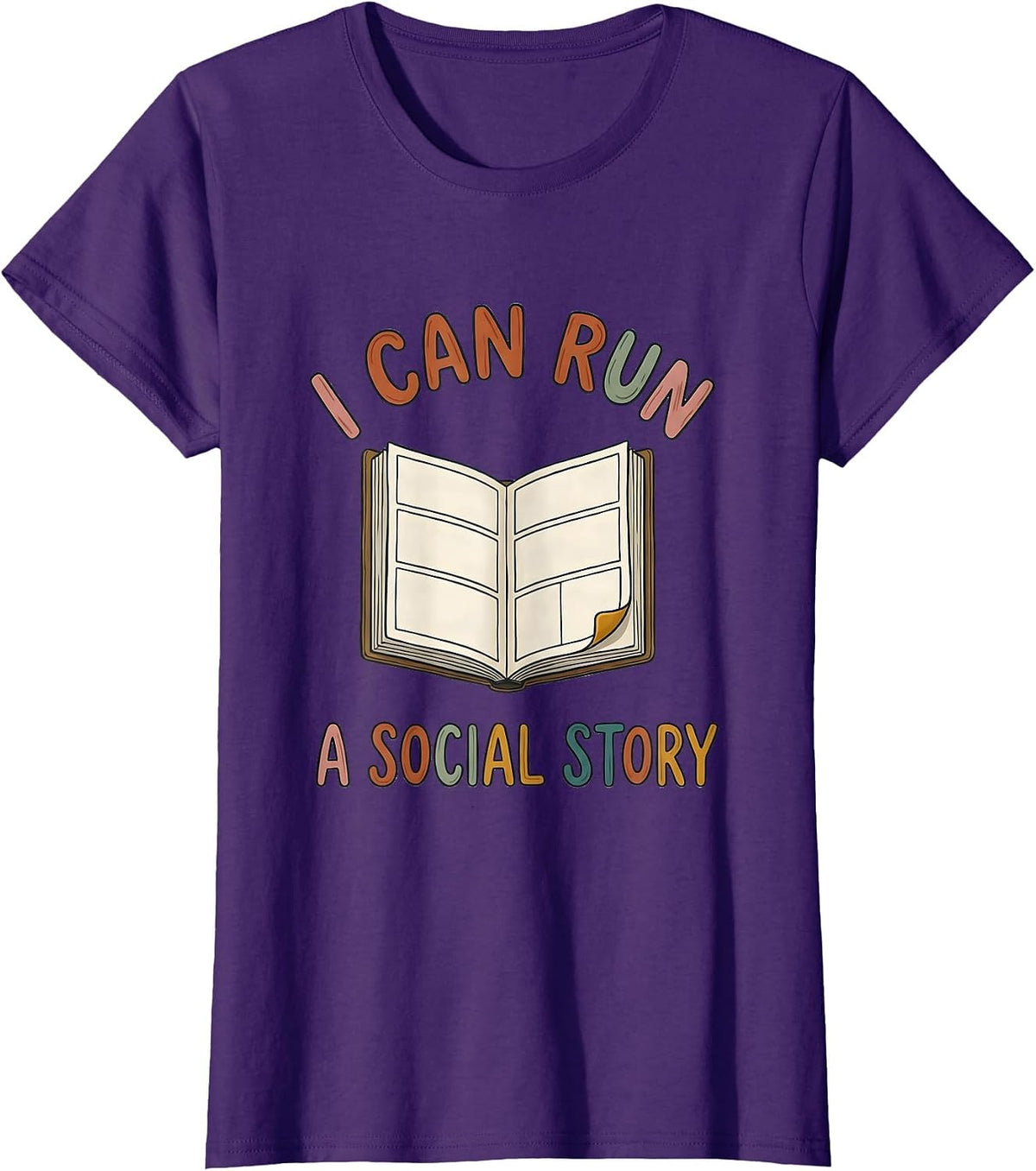 Women's I Can Run A Social Story Special Education Teacher Squad T-Shirt - Purple