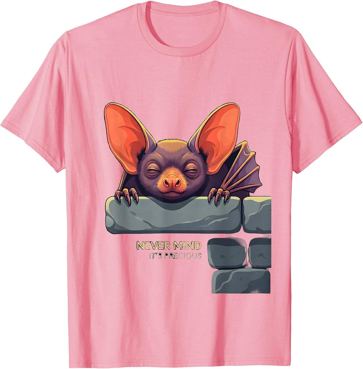 Men's Never Mind, It's Precious Vintage Bat Lover Halloween Nature T-Shirt - Pink