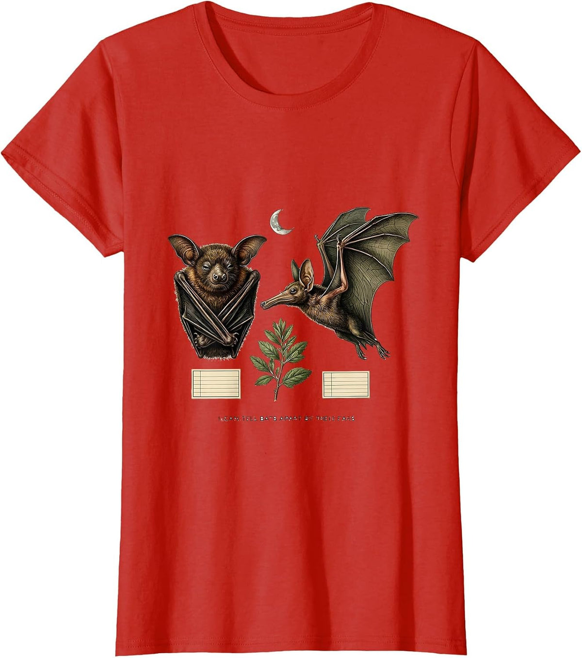 I Can Tell Bats Apart By Their Ears Botanical Bat Lover T-Shirt - Red