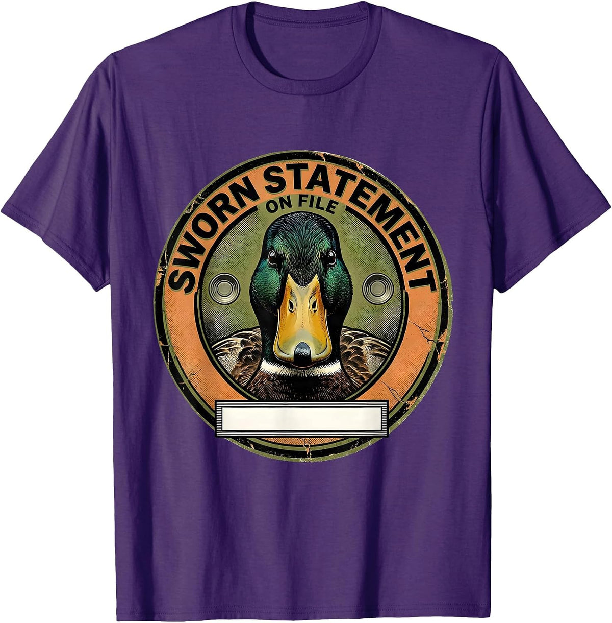 Men's Sworn Statement On File Funny Duck UFO Alien Selfie Humor T-Shirt - Purple
