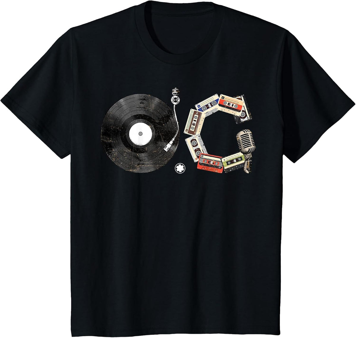 Old School OG Vinyl Cassette 80s 90s Retro Music T-Shirt - Black