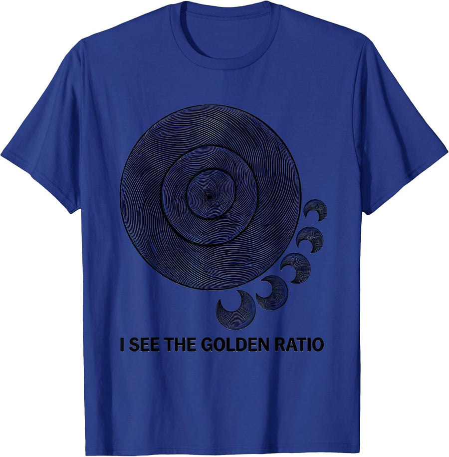 I See The Golden Ratio Op Art Moire Math Enthusiast Geometry T-Shirt - Royal Blue
