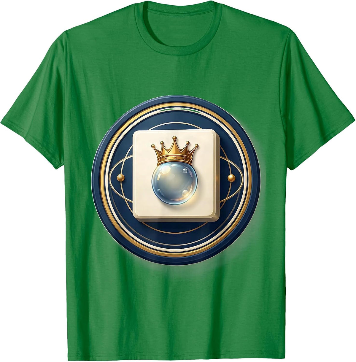 Men's Crowned Gas Bubble Periodic Table Emblem Science Humor T-Shirt - Kelly Green