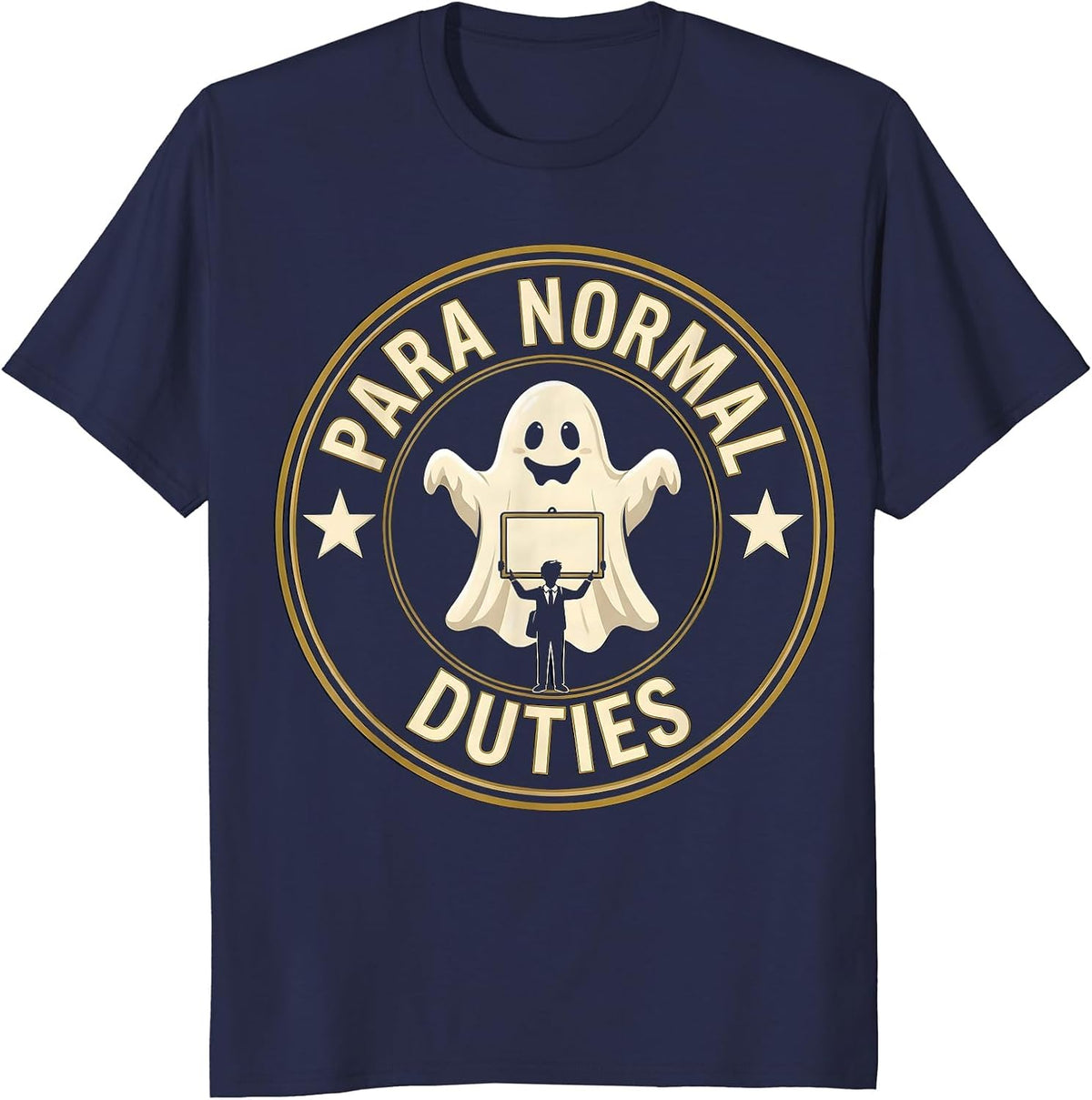 Men's Para Normal Duties Ghost Para Normal Activities SPED Teacher T-Shirt - Navy Blue