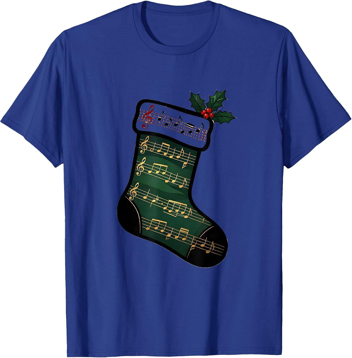 Christmas Stocking Musical Note Music Teacher Gift T-Shirt - Royal Blue