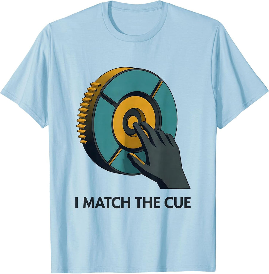 Men's I Match The Cue Midcentury Modern Special Education Teacher T-Shirt - Baby Blue