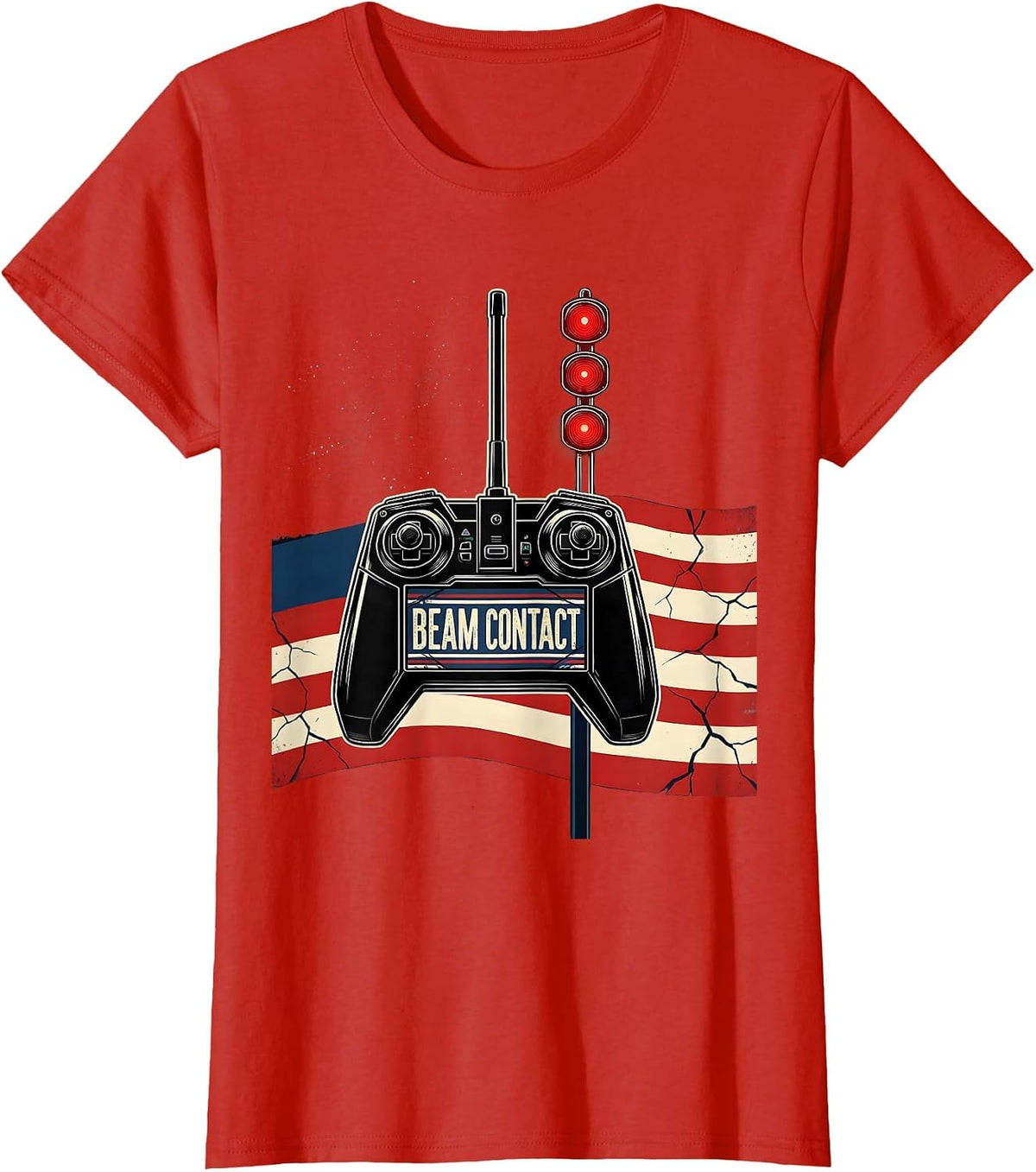 Women's Beam Contact Patriotic RC Racing American Flag Hobbyist Gift T-Shirt - Red