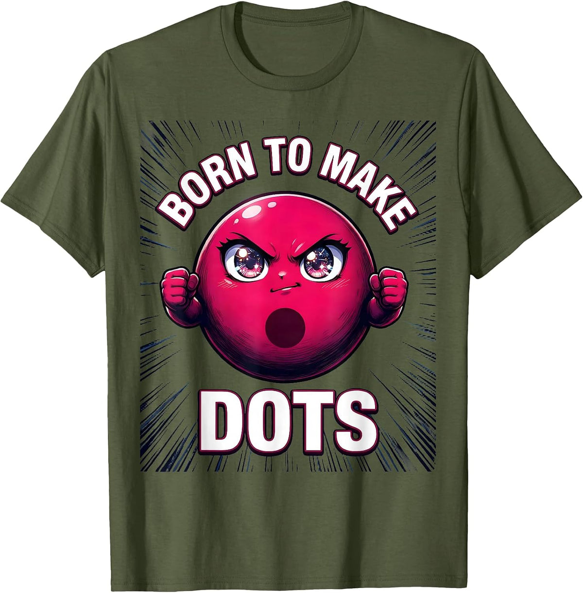 Men's Born to Make Dots Artistic Dot Design T-Shirt - Olive Green