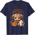 Highland Cow, Cute and Cozy Ready for Fall Fun! T-Shirt - Navy Blue