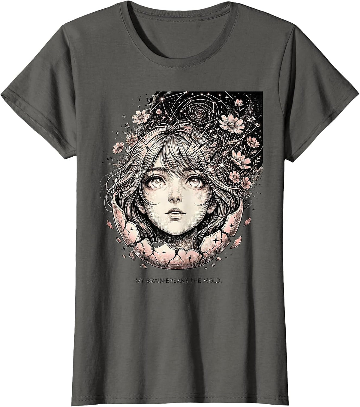 Women's My Brain Breaks the Mold Neurodiversity Design T-Shirt - Asphalt Grey