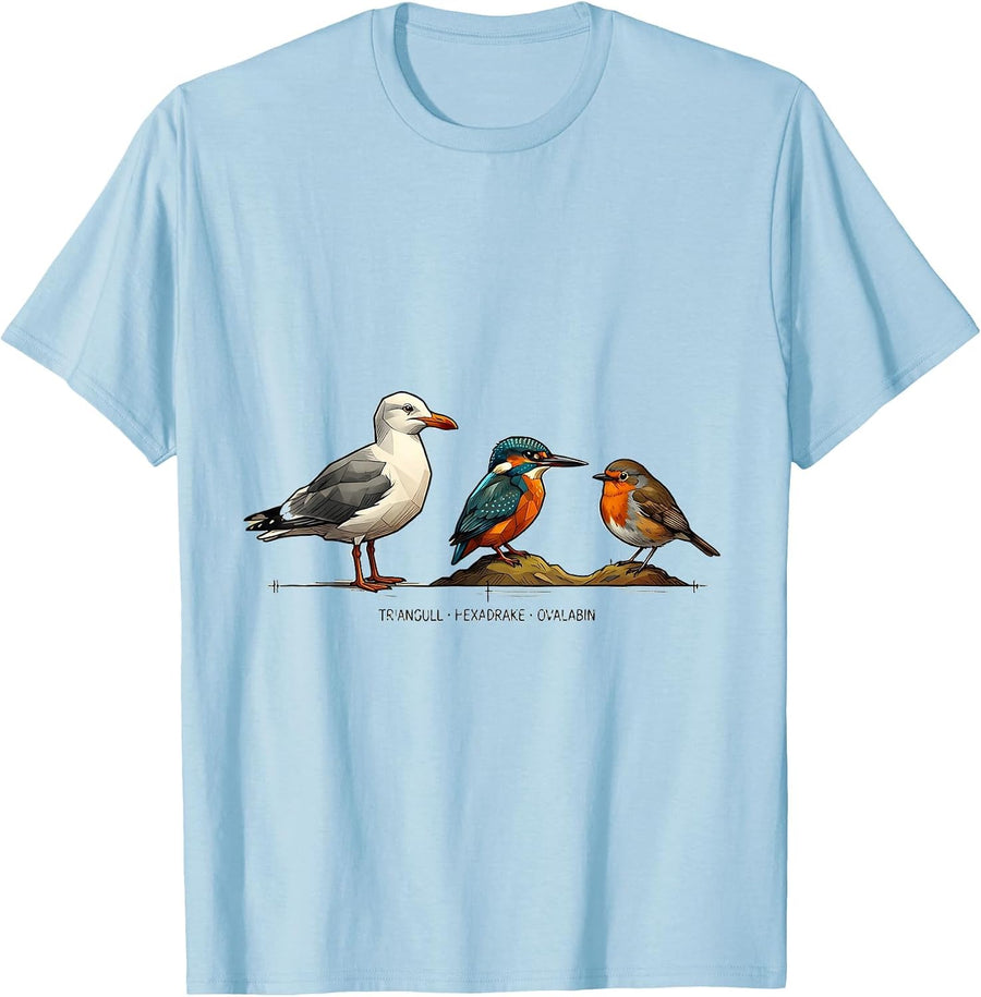 Men's Triangull Hexadrake Ovalabin Funny Bird Pun Math Teacher T-Shirt - Baby Blue
