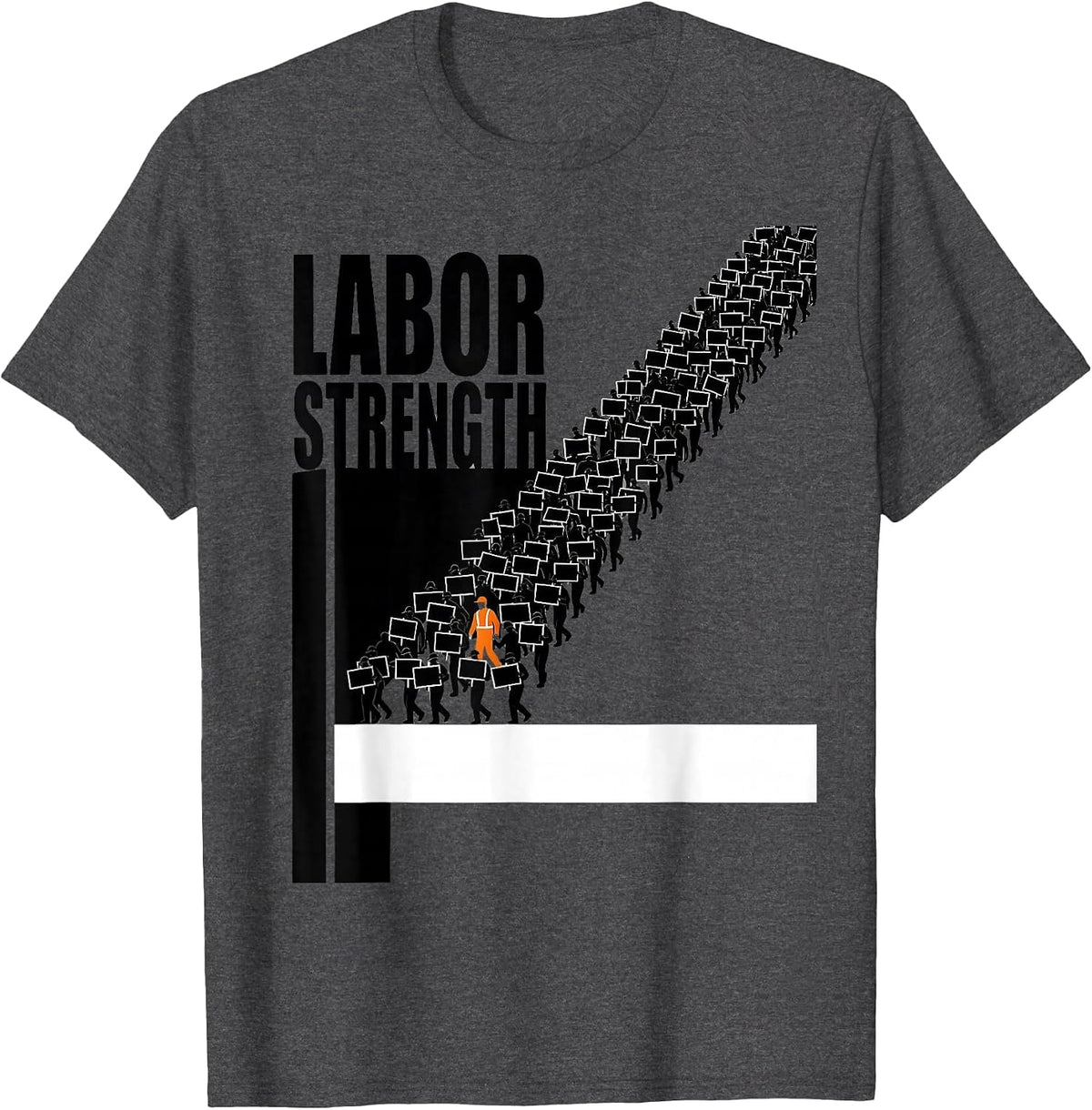 Labor Strength Brutalist Graphic Union Worker Solidarity T-Shirt - Dark Heather Grey