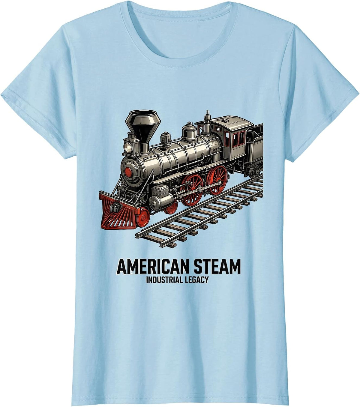 American Steam Industrial Legacy Big Boy 4014 Train Engineer T-Shirt - Baby Blue