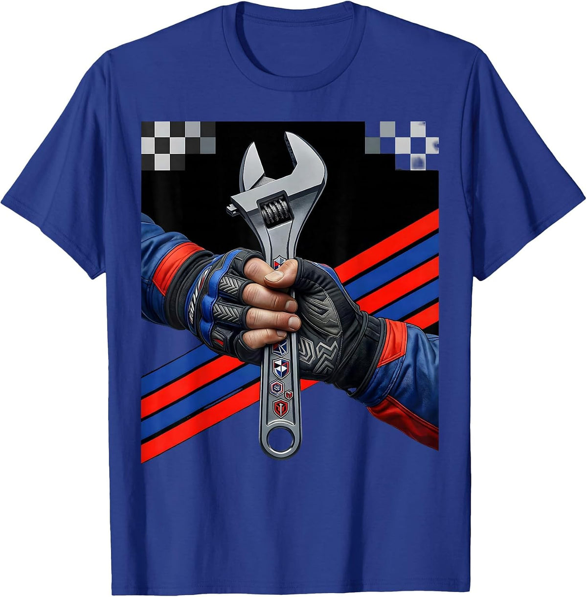 Mechanic Wrench Grip Automotive Car Art T-Shirt - Royal Blue