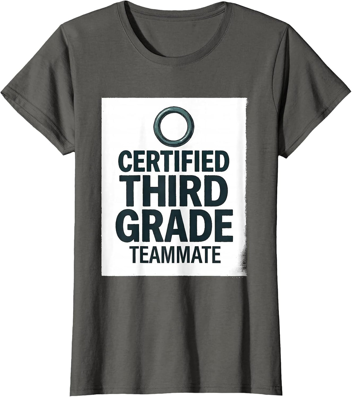 Women's Certified Third Grade Teammate Teacher Team Squad Back T-Shirt - Asphalt Grey
