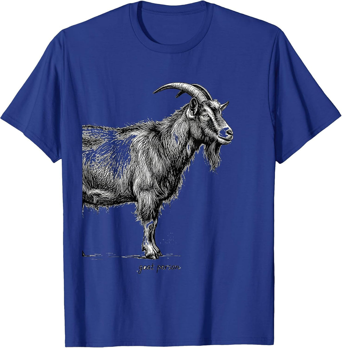 Goat Person Minimalist Scribble Line Art Graphic Wildlife T-Shirt - Royal Blue