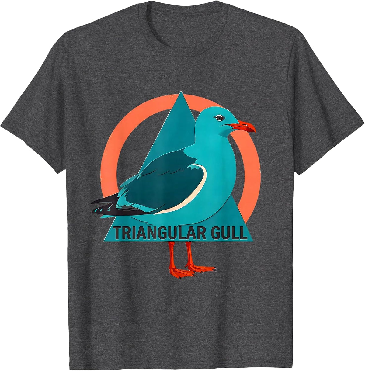 Triangular Gull Funny Bird Pun Math Teacher Geometric Humor T-Shirt - Dark Heather Grey