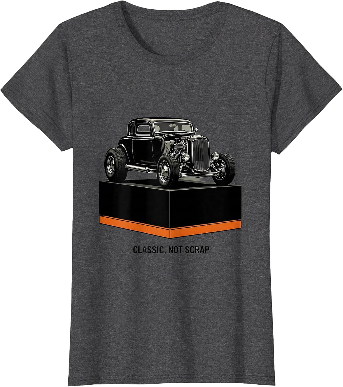 Women's Classic, Not Scrap Brutalist Vintage Hot Rod Drag Racing T-Shirt - Dark Heather Grey