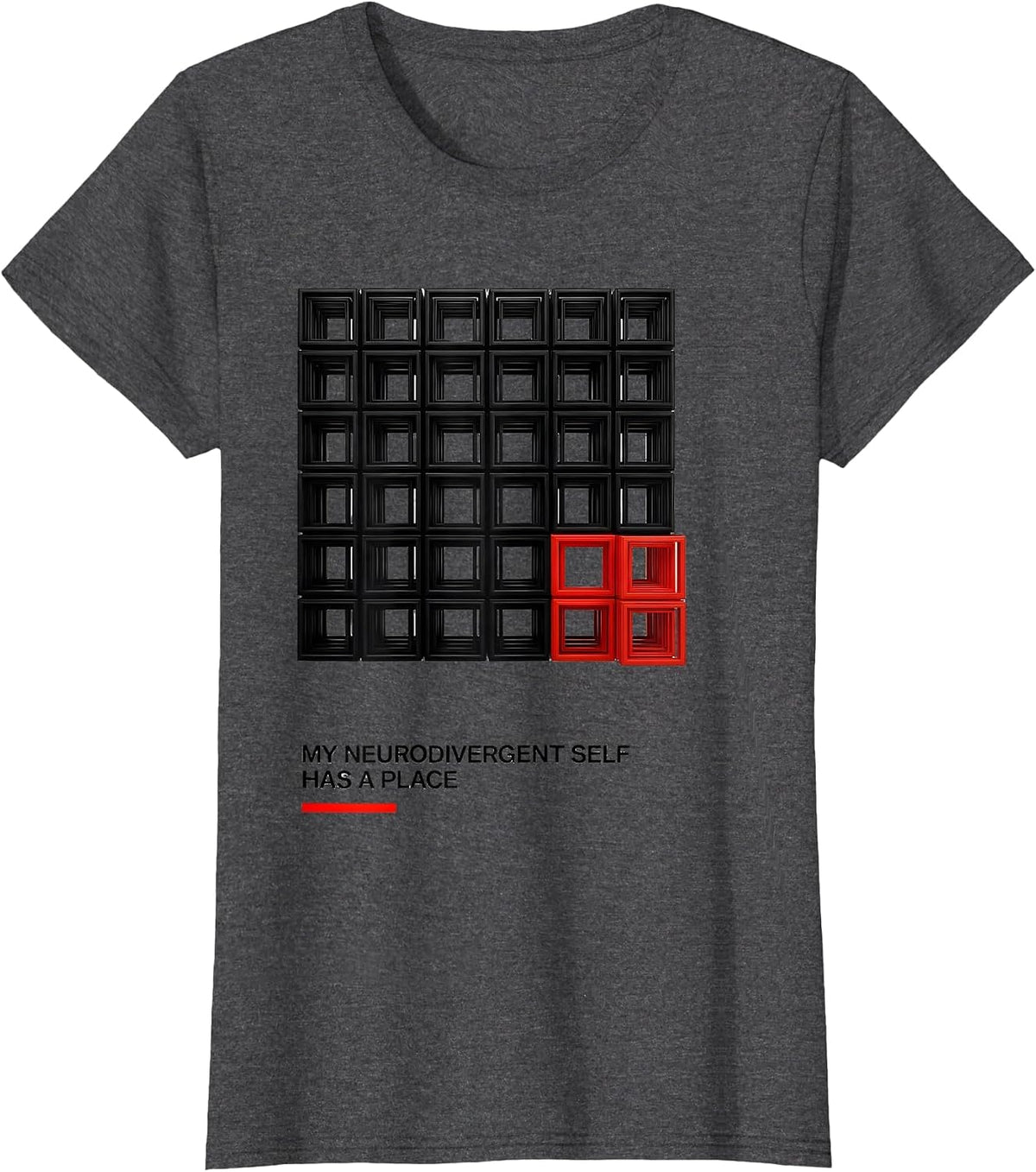 Women's My Neurodivergent Self Has A Place Funny Neurodiversity T-Shirt - Dark Heather Grey