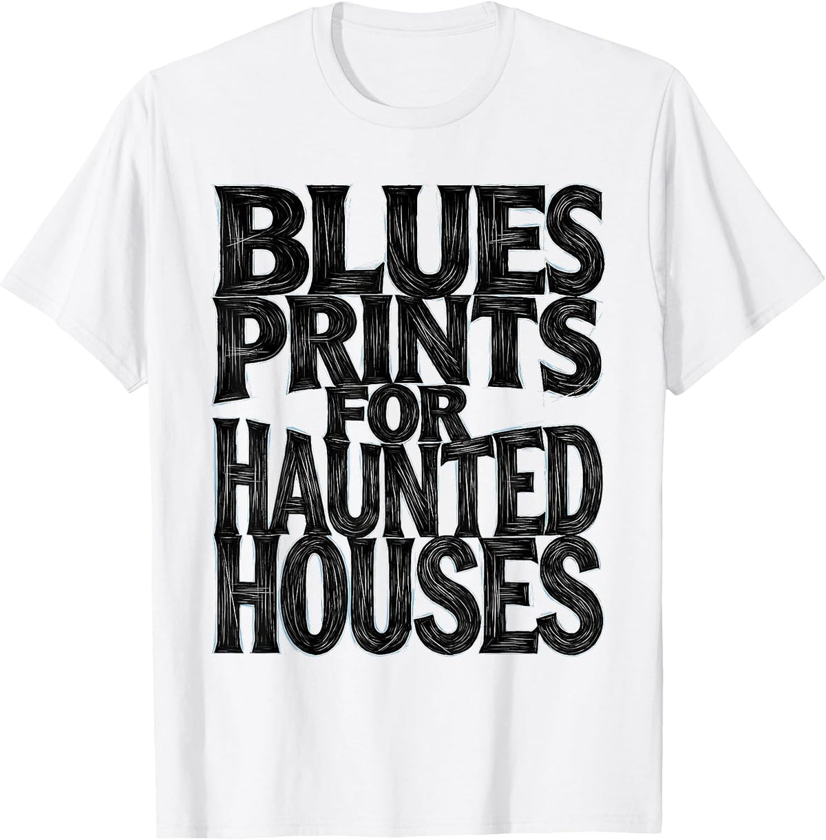 Men's Halloween Bat Architect Blueprint Haunted House T-Shirt - White