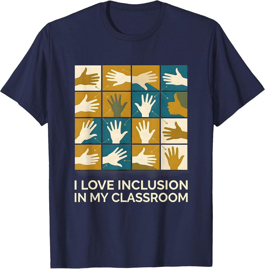 I Love Inclusion In My Classroom Midcentury Modern Special T-Shirt - Navy Blue