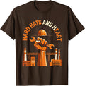 Hard Hats and Heart Rosie the Riveter Design T-Shirt - Brown