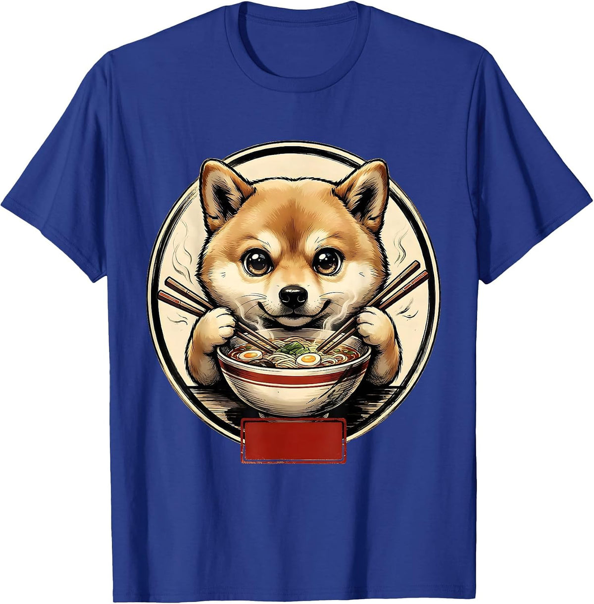 Chibi Shibainu Ramen Anime Cat Kawaii Funny T-Shirt - Royal Blue